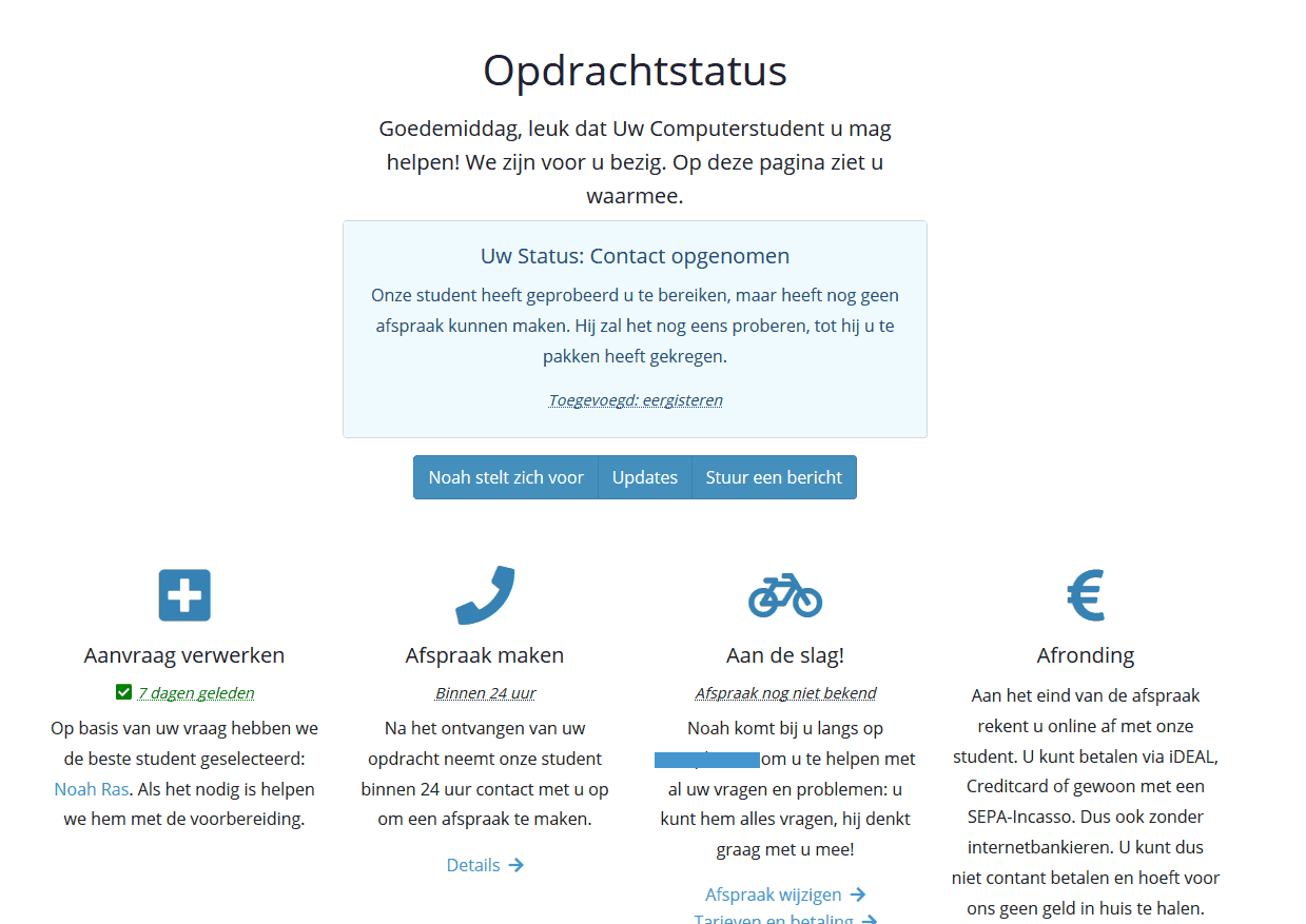 uw computerstudent opdrachtstatus